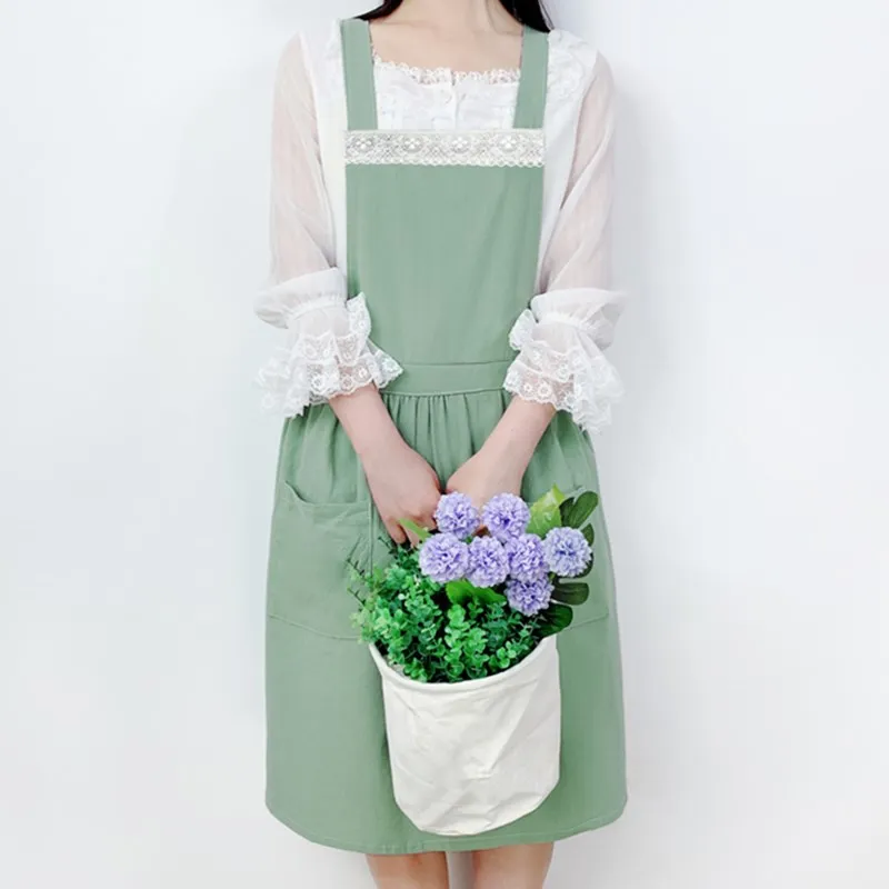 Lace Cotton Apron Florist Flower Shop Boba Tea House Workwear Baker Coffee Shop Restaurant Waitress Pastry Chef Cook Uniform B69