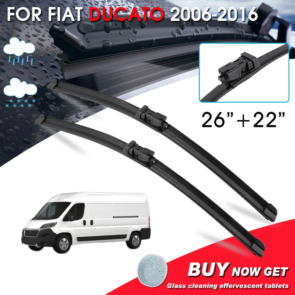 

BROSHOO Car Front Window Windshield Wipers Blade For Fiat Ducato 26"+22" LHD&RHD Car Model Year 2006-2016 Auto Accessories