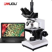 Professional Lab biological HD trinocular microscope zoom 1600X eyepiece electronic digital 7-inch LCD led Light phone stand USB