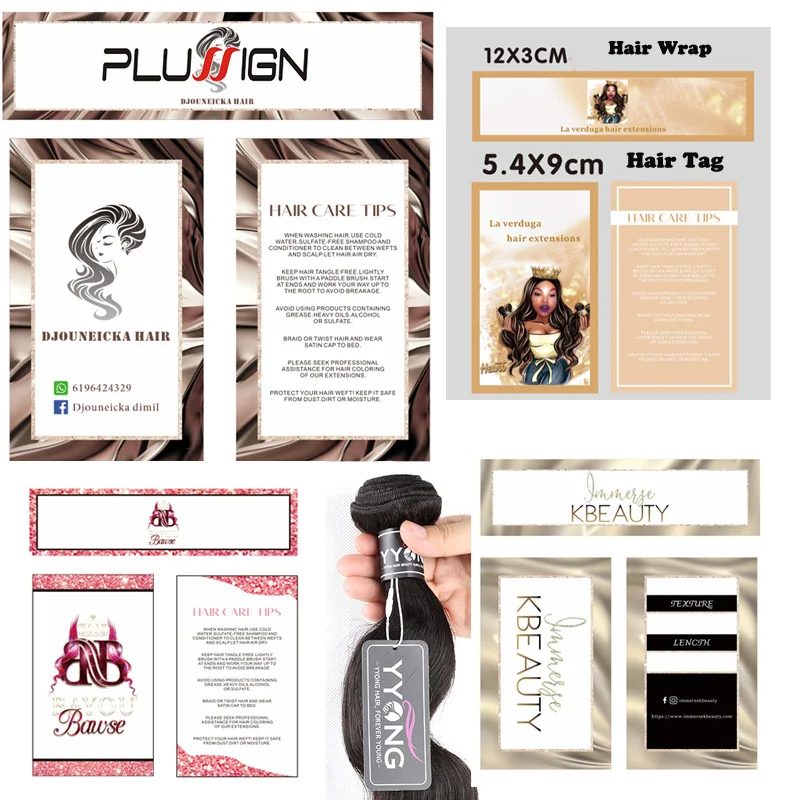 

Plussign Logo Paper Hang Tags For Hair Bundles And Wigs Clothes Lable Wrap And Tag For Hair Extension 200Pcs 500Pcs Custom Tag