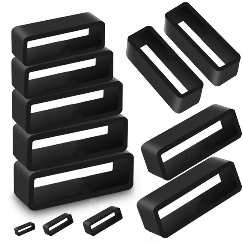 2-10PCS Rubber Watchbands Black Strap Loop Ring Silicone Watch Bands Accessories Holder 12 14 16 18 20 22 24 26 28 30mm Locker