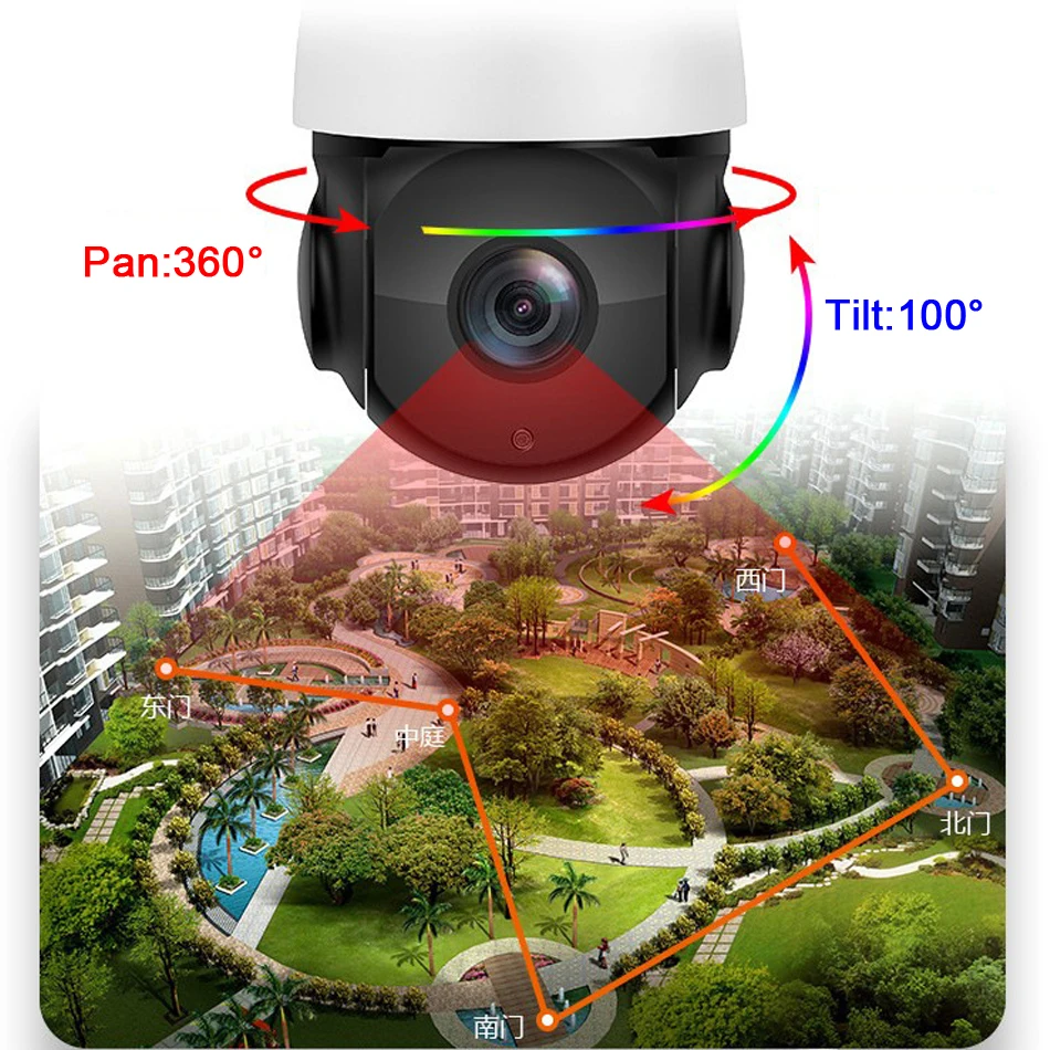 Max.256gb-Câmera IP Dome Externa, 8MP, 4K, H.265 +, 36X, Zoom Óptico, Rotação de 360 °, Áudio, ONVIF, POE, Velocidade PTZ, Preto, Rastreamento Automático