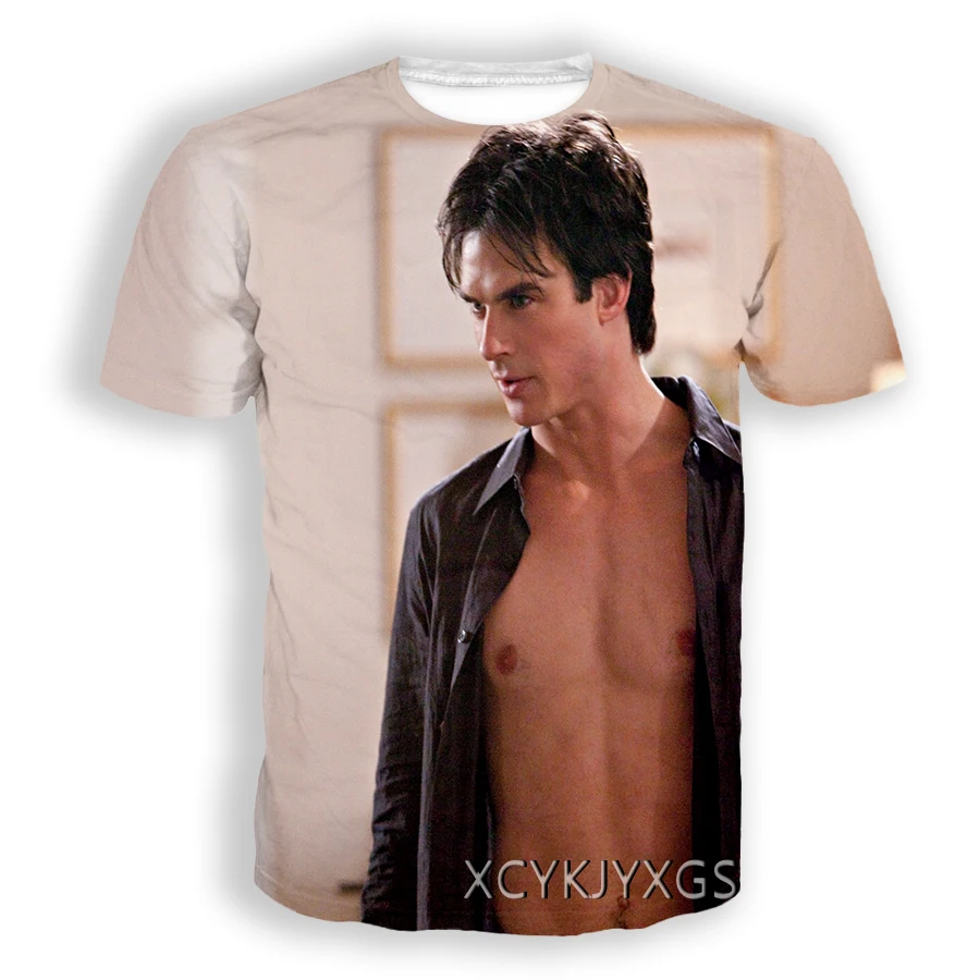 

Men/Women The Vampire Diaries 3D Printed T-Shirt Damon Salvatore Short Sleeve Fashion T Shirt Sport Pullover Summer Tops