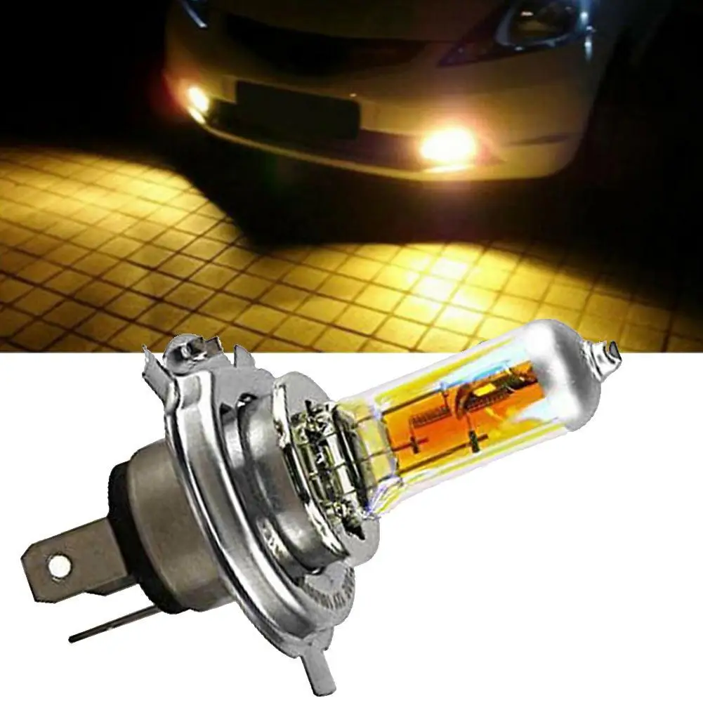 DC 12V 60/55W P43T Halogen Bulb 2300k Golden Yellow Quartz 60w Glass Beam h4 Low Car HeadLight 55w Halogen High Q4J5