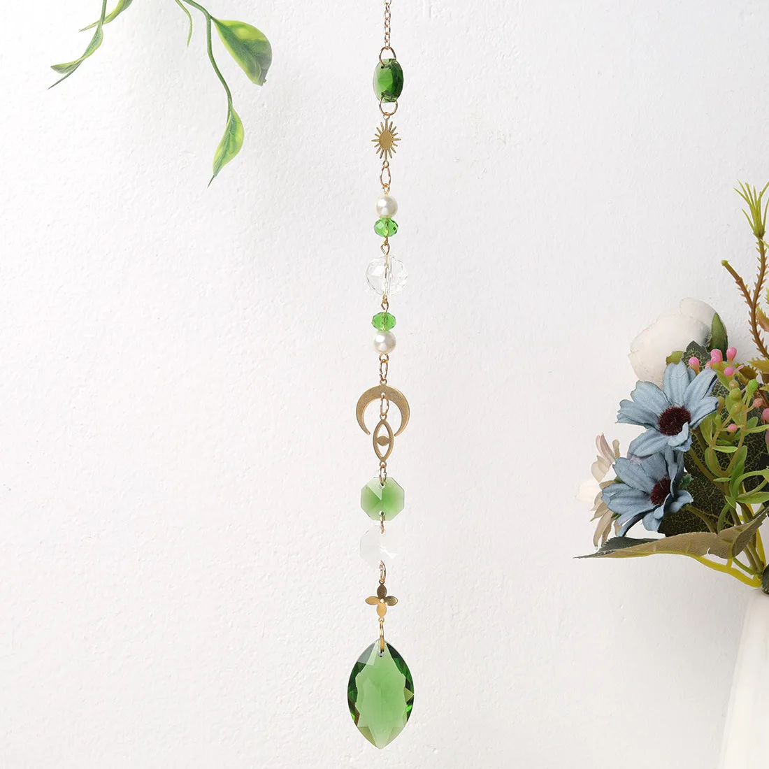 Sun Catcher Crystal Lighting Pendant, Metal Moon Colored Beads, DIY Colored Ornaments, Home Room Decoration, Wedding Holiday, Ne