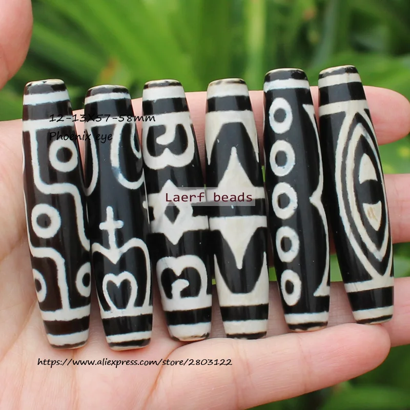 

1Piece, 12-13X57-58mm Natural Material Tibet Dzi Agate beads,Many pattern ,Lucky Symbol,Powerful Amulet ,