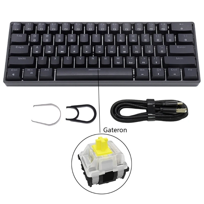 SK61 Gk61 Portable 60% Mechanical Keyboard Gateron optical Switches Backlit Hot Swappable Wired Gaming Keyboard For PC