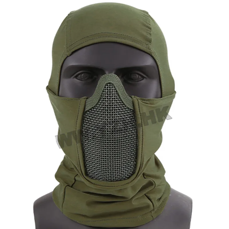 Tactical Full Face Mask Balaclava Cap Motorcycle Army Airsoft Paintball Headgear Metal Mesh Hunting Protective Mask Caps