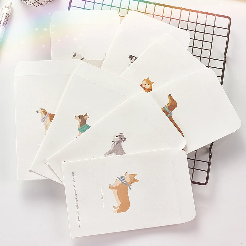 New Kawaii Dog Letter Envelope Set Simple Creative Cute Cartoon Art Kraft Paper Romantic Invitation Message Card Stationery Gift