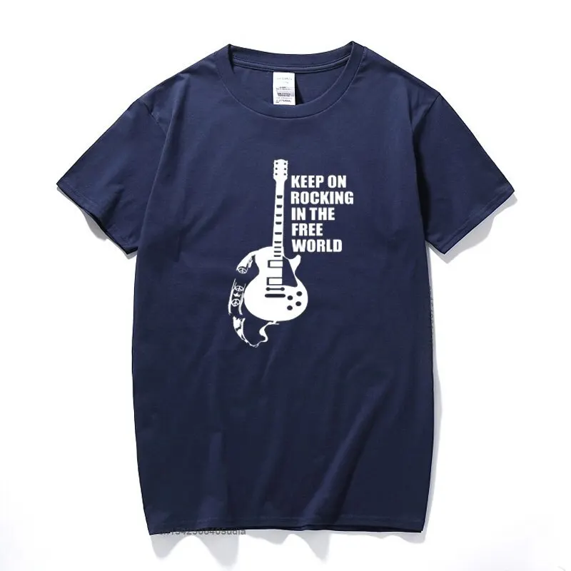 Keep On Rocking In The Free World T Shirt Neil Young Free World Tshirt New Summer Top Cotton T-Shirt Men Euro Size