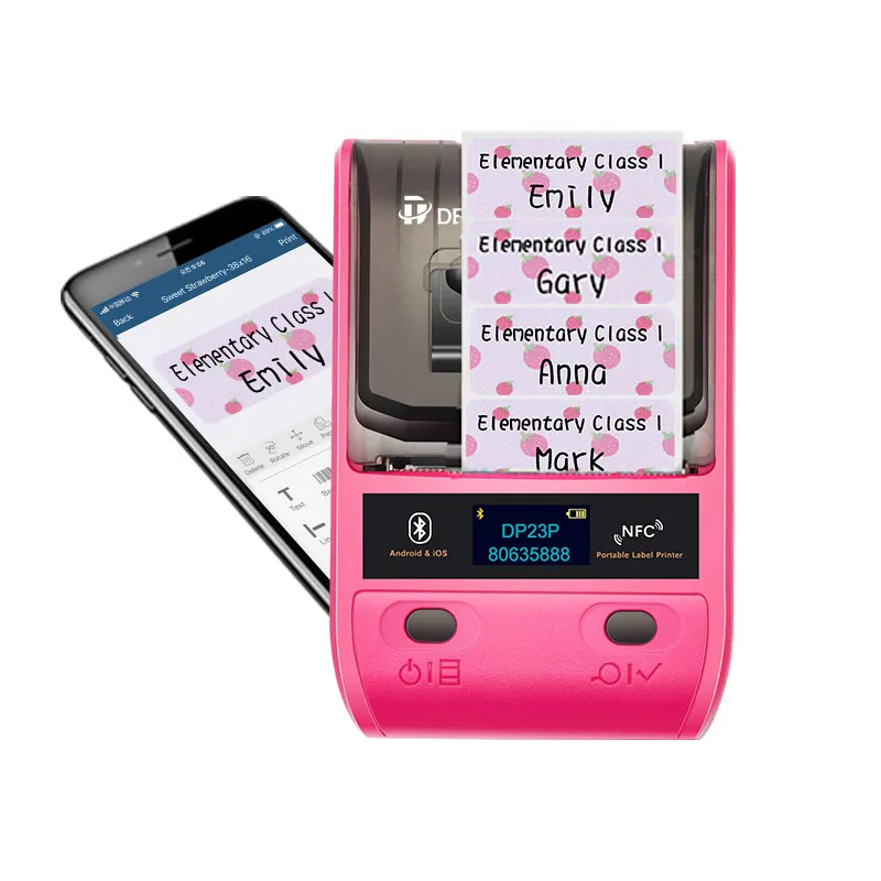 DETONGER DP23P Color Sticker Maker BT Android iOS Name Tag Cartoon Label Printer Machine Hand Account  Small Label