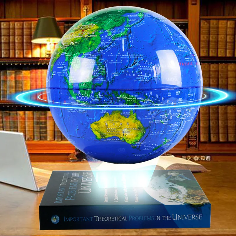 Lámpara levitante magnética con forma de libro, globo luminoso flotante de 8 pulgadas, mapa del mundo, uso escolar, Festival, regalo, decoración del