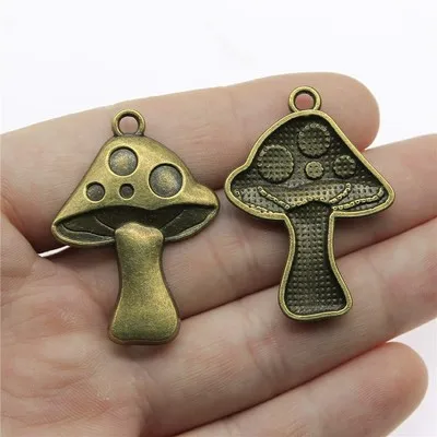 5PCS/Lot 40x29mm Mushroom Charms Antique Bronze Color Plated Pendants Making DIY Handmade Tibetan Jewelry