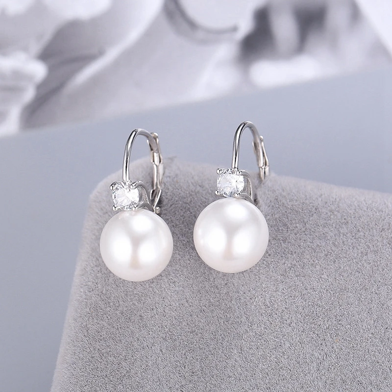 Fine Jewelry Pure 100% 925 Sterling Silver Earrings Luxury Pearl Earring For Women Anniversary Wedding Silver 925 Jewelry
