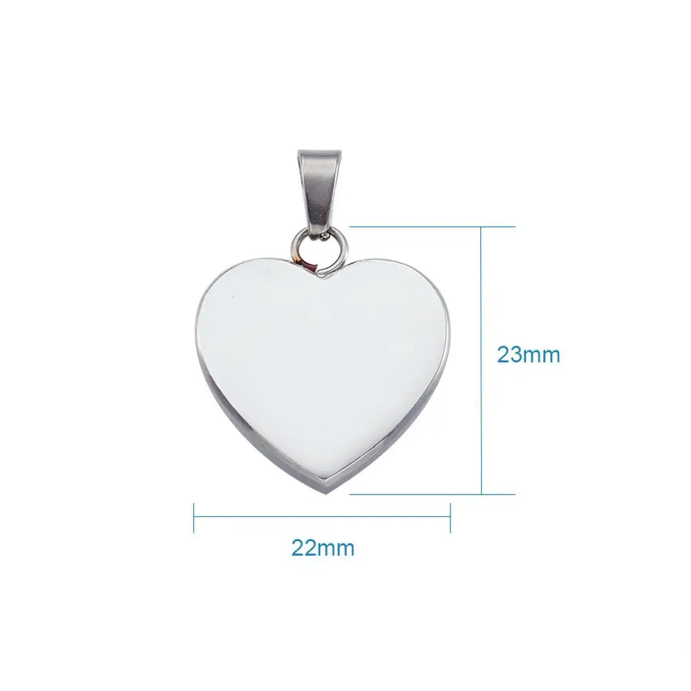 10pcs 304 Stainless Steel Heart Pendants Valentines Gift Golden Rose Gold Steel Color 23x22x4mm, Hole: 3x6mm