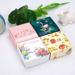 10PCS Flowers Kraft Paper Gift Boxes Square Handmade Soap Packaging Box Small Jewelry Wedding Candy Paper Boxes