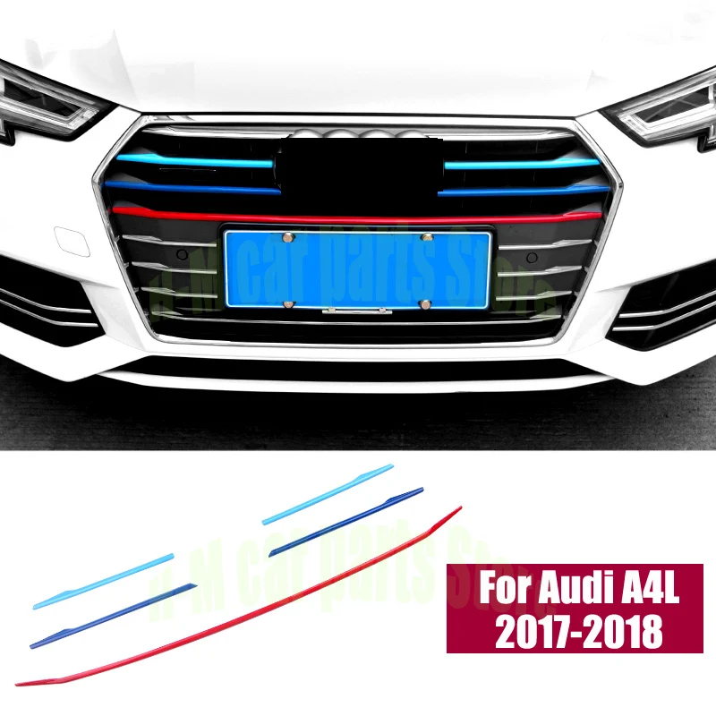 For Audi A4L 2017-2018 Stainless Steel Car Styling Exterior Modified Front Bumper Air Grille Grill Decor Cover Trim