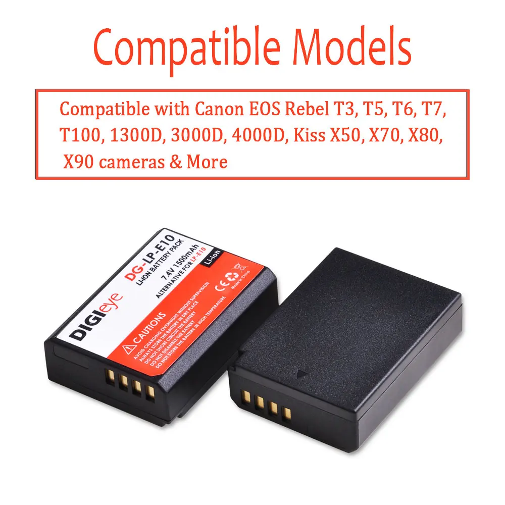 LP-E10 LPE10 LP E10 camera battery / charger set for Canon EOS 1100D 1200D 1300D 2000D 4000D Rebel T3 T5 T6 KISS X50 X70 Battery