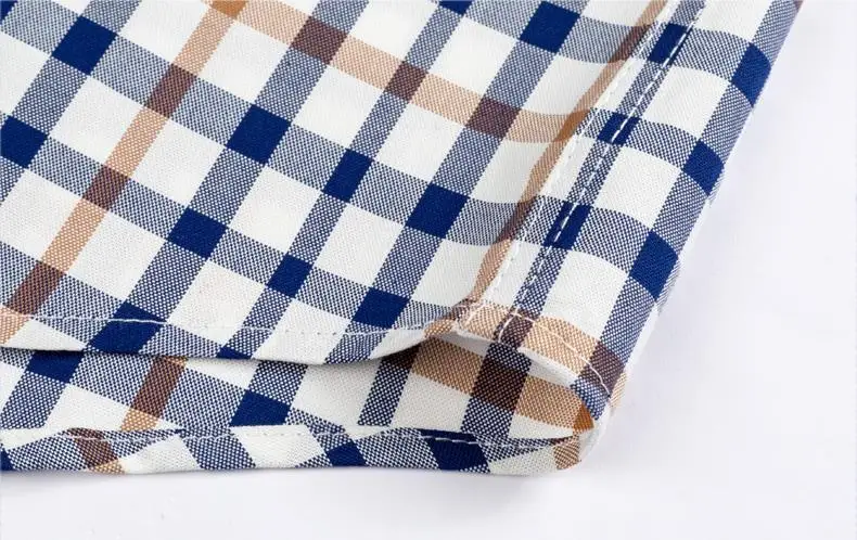 8XL 100% Cotton Oxford Striped Plaid Longsleeve Shirt for Men Dress Shirts High Quality Pure Color Business Button Up Shirt