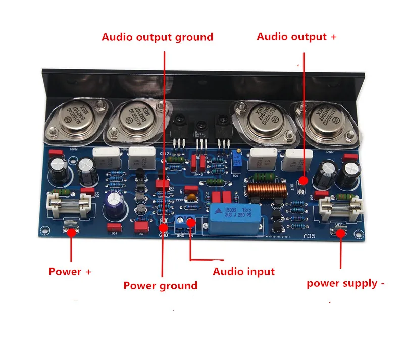 HiFi Fever Gold Sealed Tube ON MJ15024 MJ15025 Class AB Fully Discrete Audio Amplifier Board 25 Times Magnification