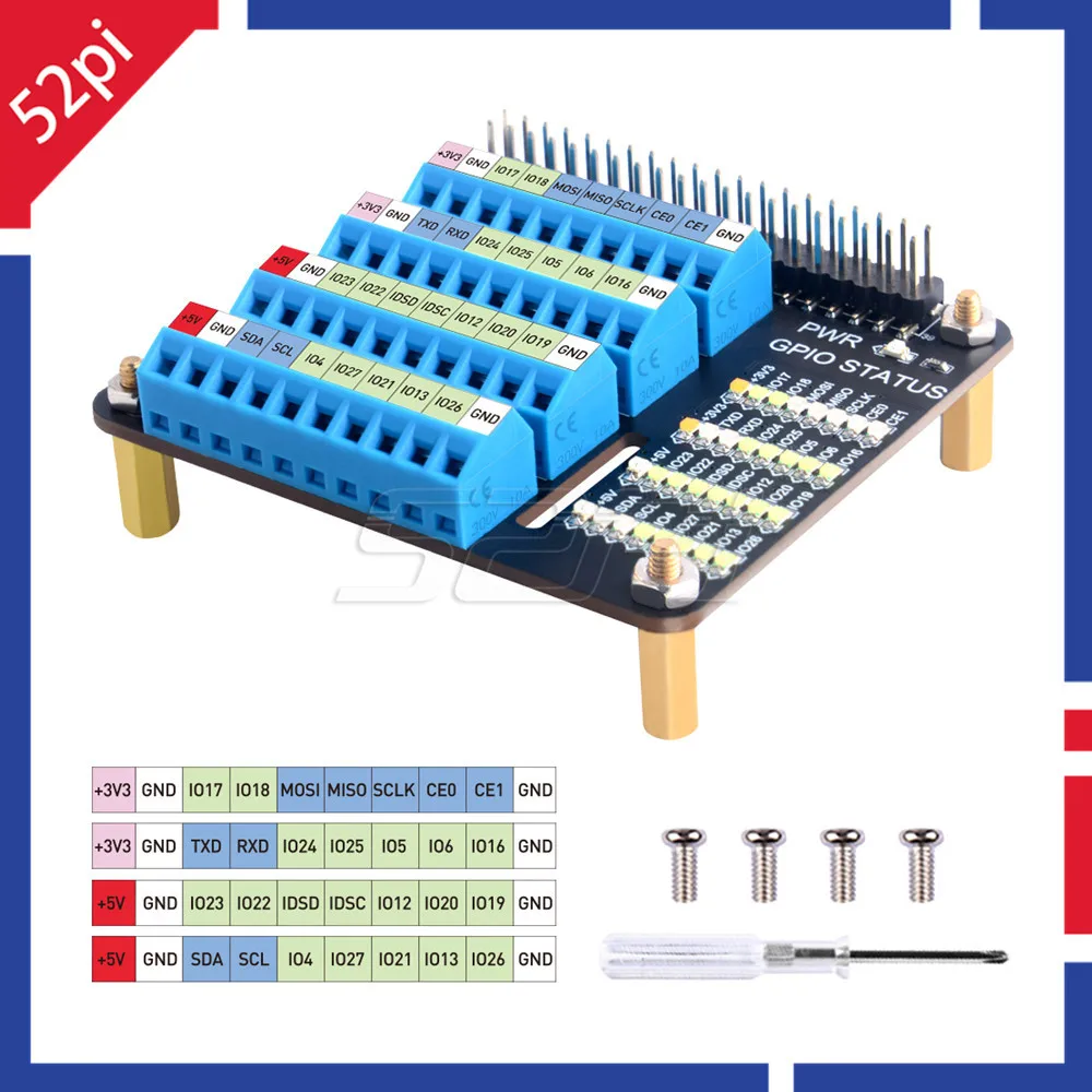 Placa de extensión de expansión para Raspberry Pi 4 GPIO, tornillo de Terminal, sombrero para Raspberry Pi 2B/3B/3B +/Zero W, pantalla de matriz LED