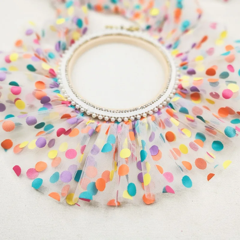 GORĄCY czarno-biały kolor Polka Dot Lace Ribbon DIY Lalka dziecięca Syjamska puszysta spódnica do ciasta Szycie zabawek Ubrania dla zwierząt Szalik Wykończenie