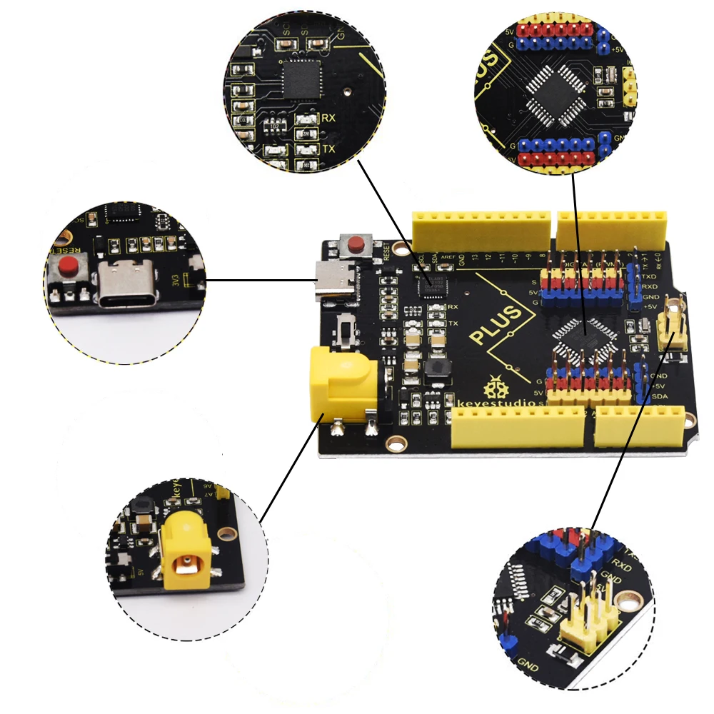 New! Keyestudio PLUSUNO  Development Control  Board with Type C Interface +USB Cable  Compatible with Arduino Uno R3