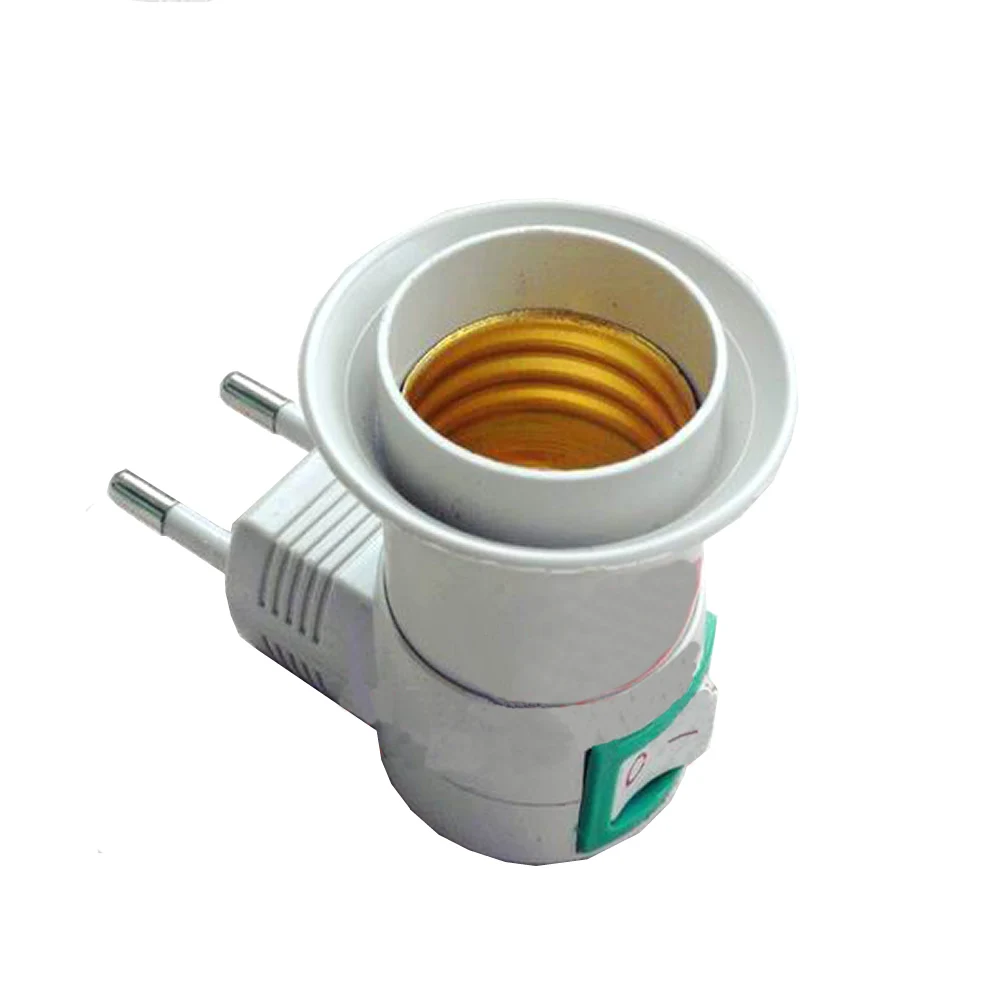 E27 female socket to EU plug adapter with power on-off control switch New