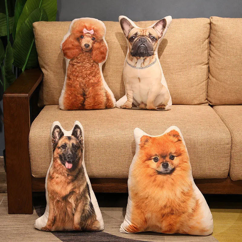 Plush Lifelike Animals Pillow Toys Stuffed Pillow Cushion For Sofa Kawaii Home Decor Toys For Girl Cats Dog Pillow Reallife Toy