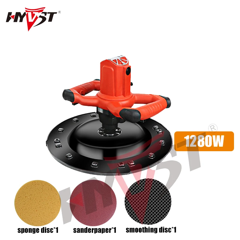 Hyvst 220V Hand-Held Electric Concrete Epoxy Cement Mortar Trowel Wall Smoothing Polishing Machine Plastering Bucket Trowel Tool