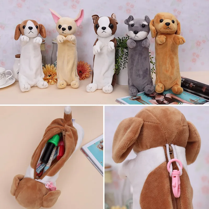 

2018 Plush Toy Cute Pencil Case for kids Animal Doll Dogs Xmas&Birthday Gifts