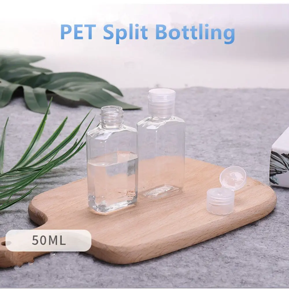 50ml Transparent Empty Plastic Bottles Hexagonal Flat Bottle Flip Bottle Squeezable Travel Bottle 10pcs ZXX1103