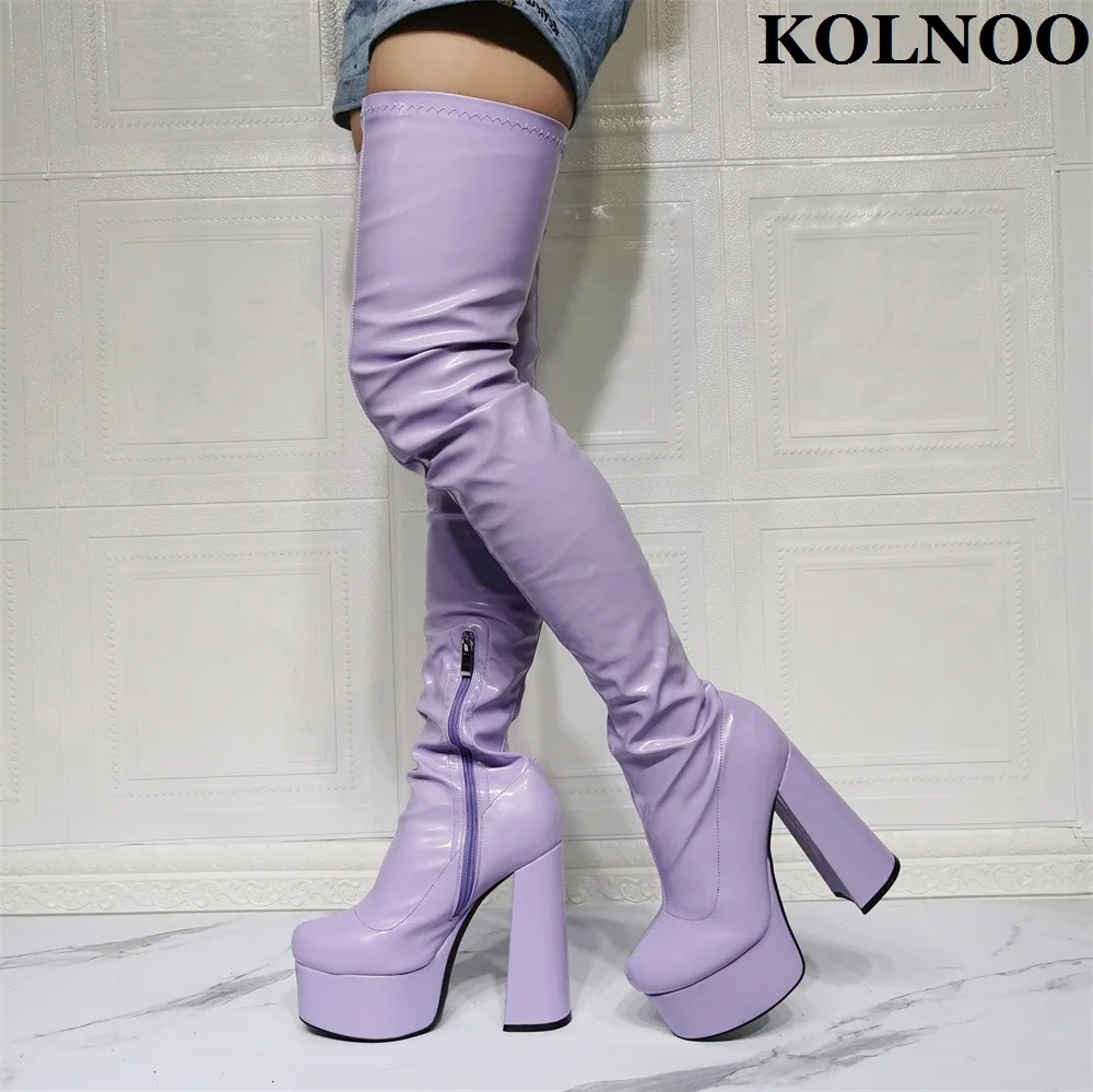 

Kolnoo New Arrival Handmade Women Thigh High Boots Sexy Platform Evening Club Prom Over Knee Boots Pole Dance Fashion Xmas Shoes