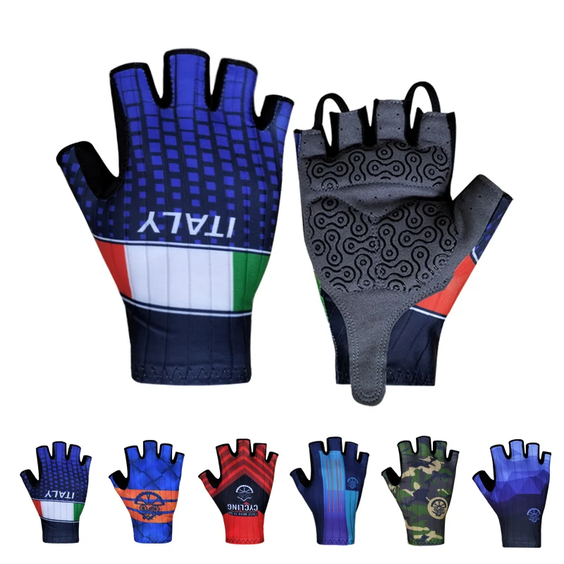 ITALY Bicycle Cycling Gloves Half Finger Breathable Anti Slip Gel Pad MTB Road Bike Gloves Men Women Outdoor Sports Gloves