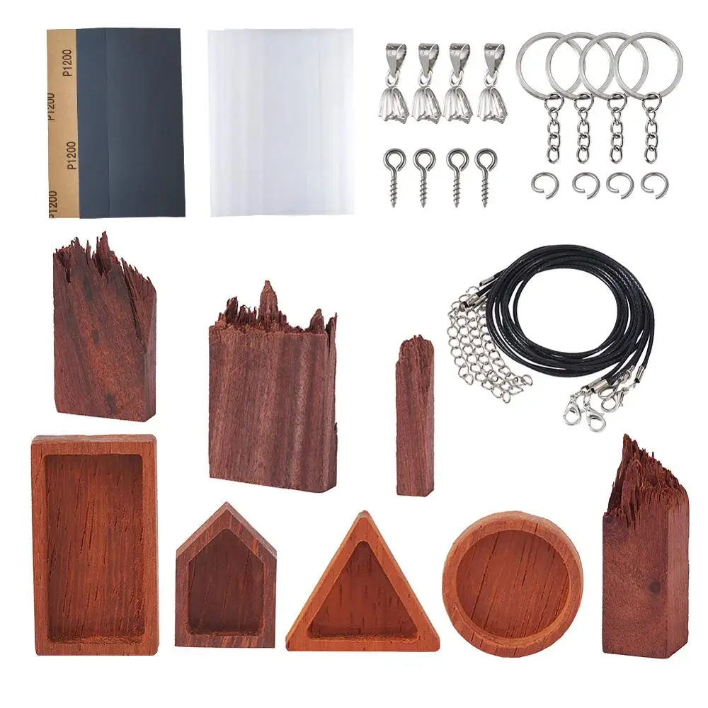 

1 Set DIY Wood Moulds Epoxy Resin Mould Mixed Color Waxed Cord DIY Necklaces Jewelry Making Molds Kits Handmade Crafts