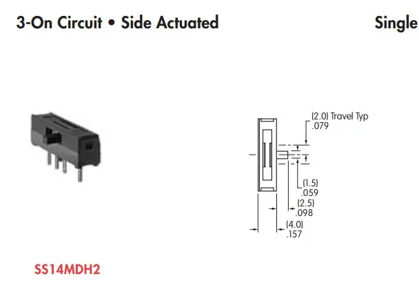 SS-14MDH2 Japanese side dial 3 gears 4 feet toggle switch side slide switch power supply horizontal