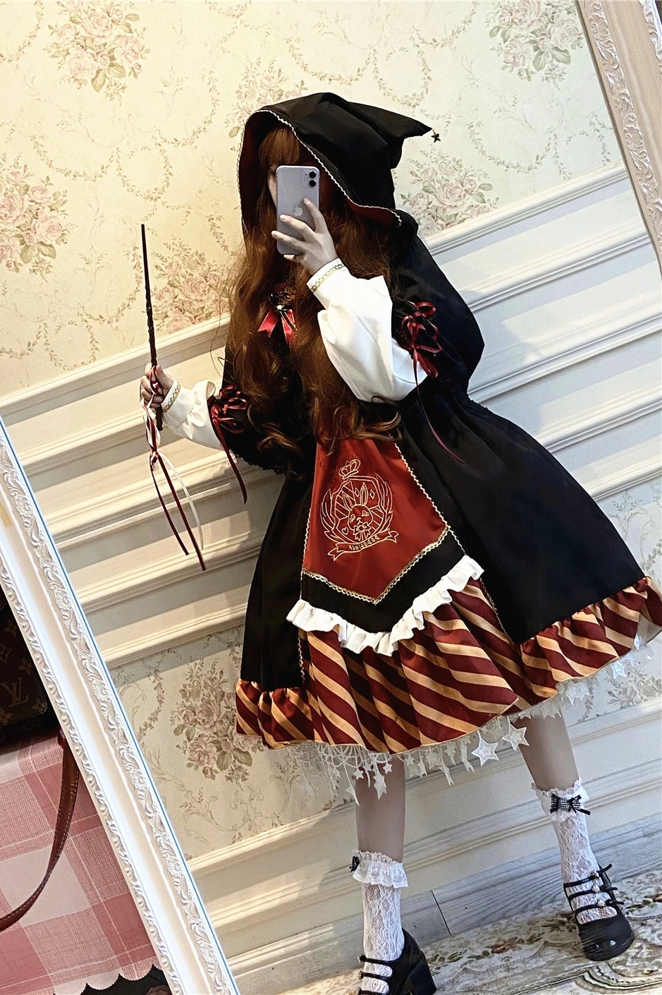 Uniforme de sorcière gothique pour fille, ensemble Everak Magic School, haut Lolita doux, manteau victorien mignon Kawaii, cosplay JK, Angleterre