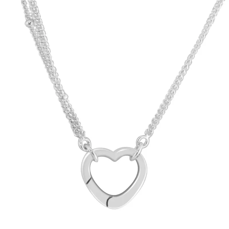 Open Heart Necklace 100% 925 Sterling Silver Bracelets for Women Fine Jewelry Charm Hollow Heart Pendant Choker Necklaces Girls