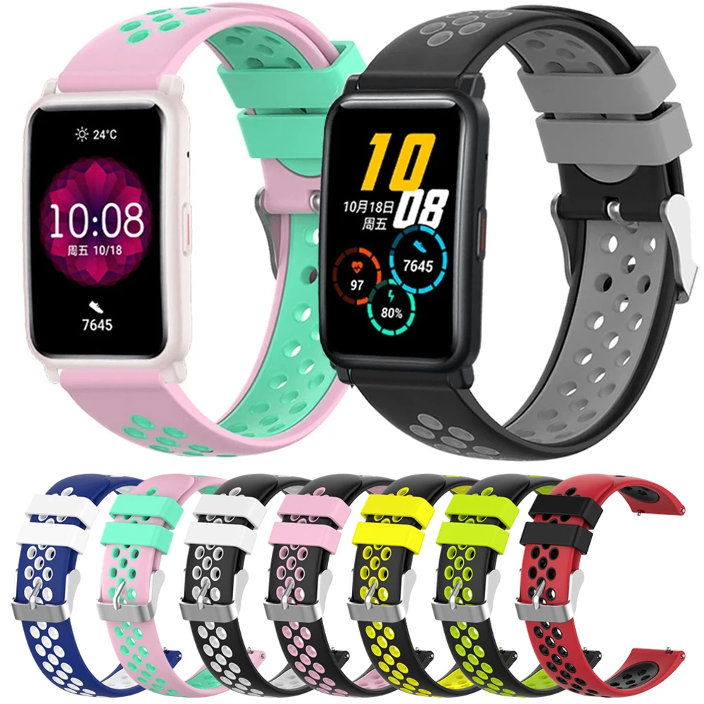 20MM 22MM Silicone Strap For Huawei Honor ES Smart Watch Band Breathable Wristband Sport Bracelet For Honor GS Pro Correa Straps