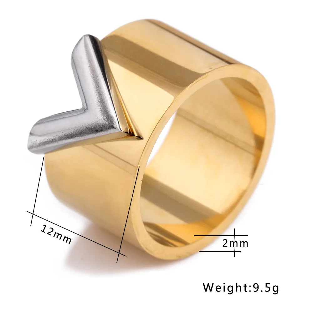 Fashion Famous Brand Women Ring Jewelry Double Color Gold Anillos Mujer Femmel Titanium Steel High Polished Luxury 1214