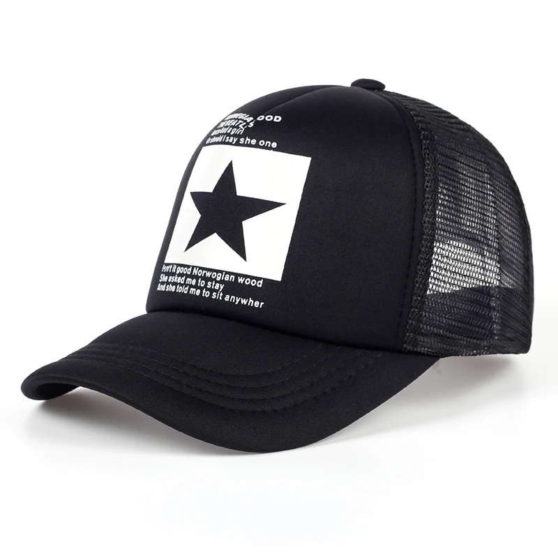 Unis Baseballkappe mit fünfzackigem Stern-Aufdruck, Frühling und Sommer, atmungsaktive Netzkappen für Männer und Frauen, Outdoor-Sonnenschutzhut, verstellbarer Wild-Hut – Detail 9