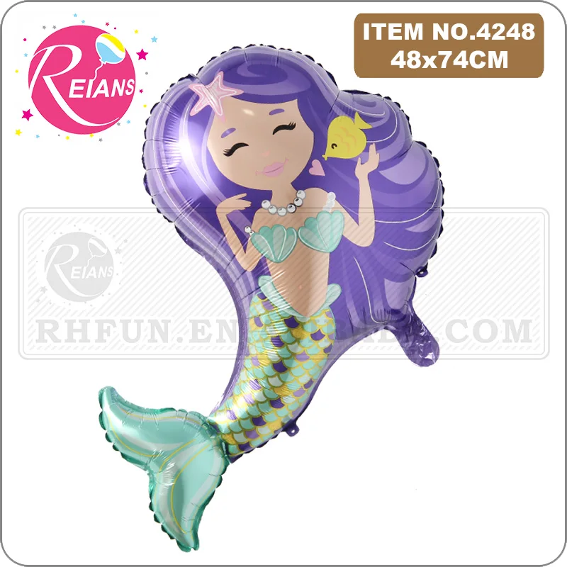 4 color Large Size mermaid fish princess Aluminum Foil Balloon Cartoon Wedding Birthday Party Decoration Inflatable Air Balloon