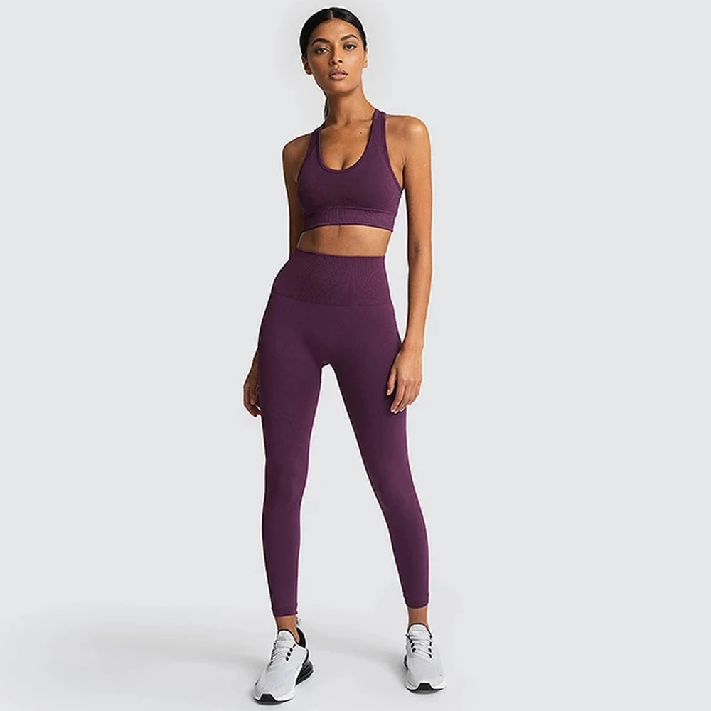 

Seamless Yoga Set Women Tracksuit Long Sleeve Fitness Gym Clothing Sports Bras Crop Top Leggings Workout Suit Sportswear