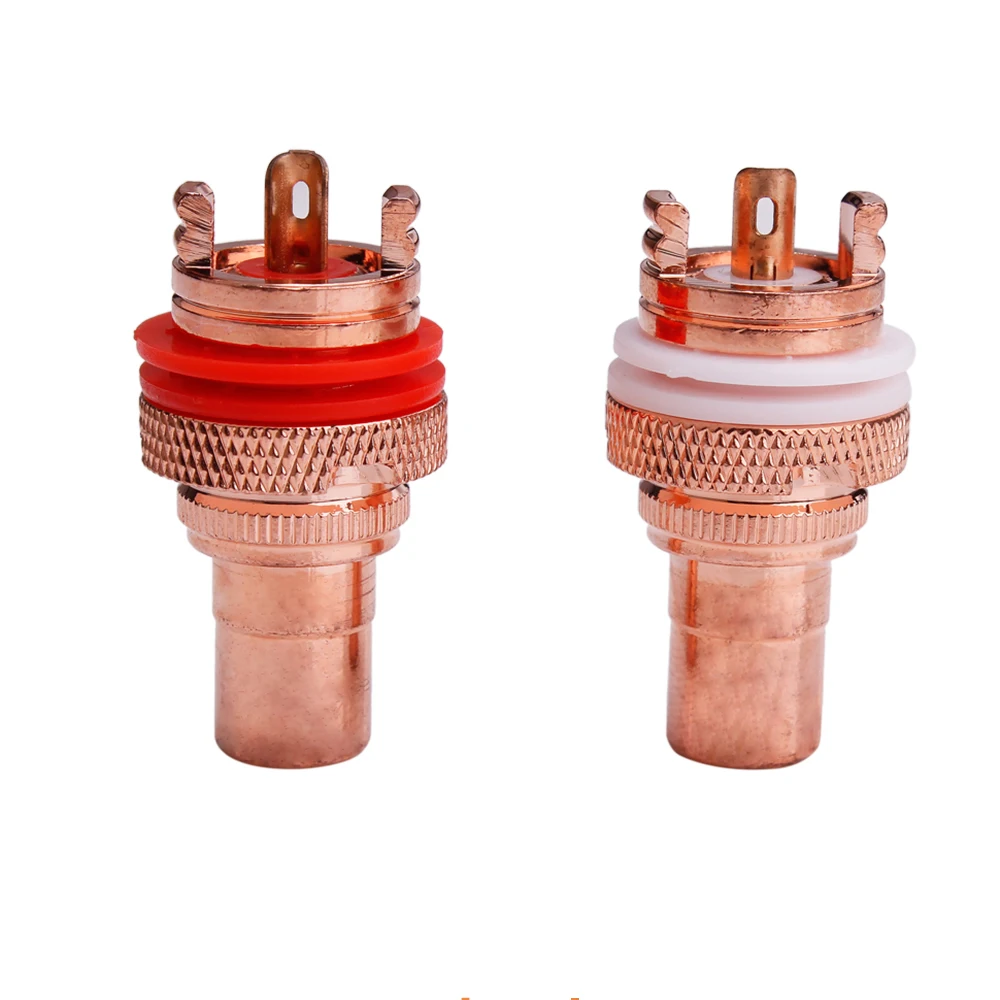 YYAUDIO DIY Set of 4 Quality Rca Plug red copper plated RCA Plug Socket Connectors YY-816-U for CD Player Free Shipping