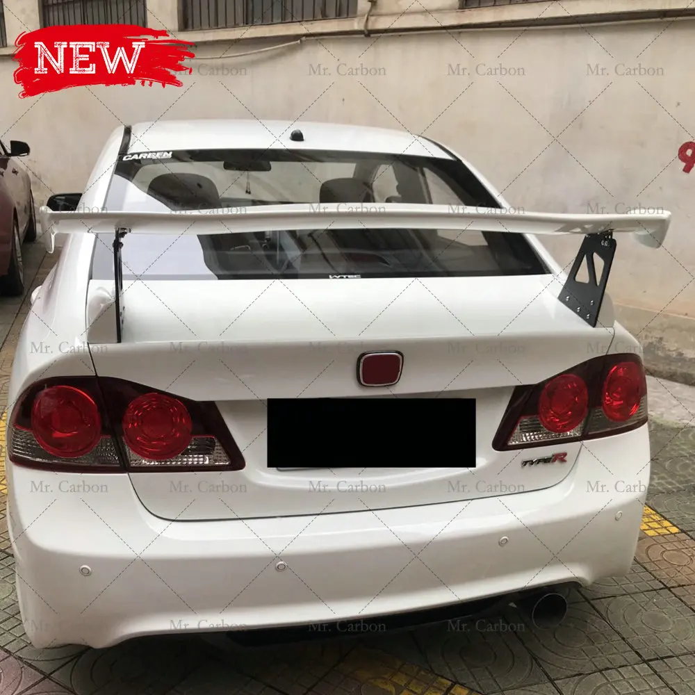 Fiberglass Trunk GT Wing Mugen Style For Honda Civic FD2 Type R Glass Fiber Rear Spoiler Lip Drift Racing FRP Bootlid Splitter view 2