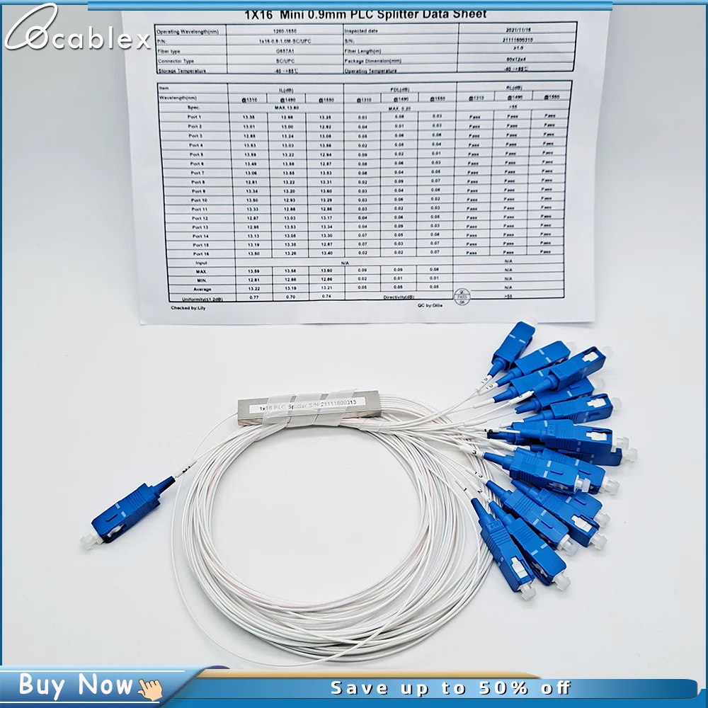 Imagem -04 - Tubo de Aço Fibra Óptica Plc Divisor 1x16 sc Upc Mini Blockless G657a1 0.9 mm 1m 16 1*2 1*4 1*8 sc Upc Conector 10 Peças Lote 0.9 mm