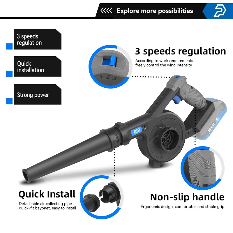 Electric Air Blower 20V Garden Cordless Blower Vacuum Clean Variable Speed Computer Dust Collector Tools By PROSTORMER