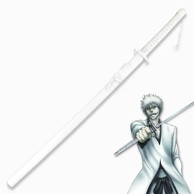 

[Funny] 120cm Cosplay Anime Bleach weapon Kurosaki Ichigo Katana wooden Sword model Costume party Anime show Japan samurai sword