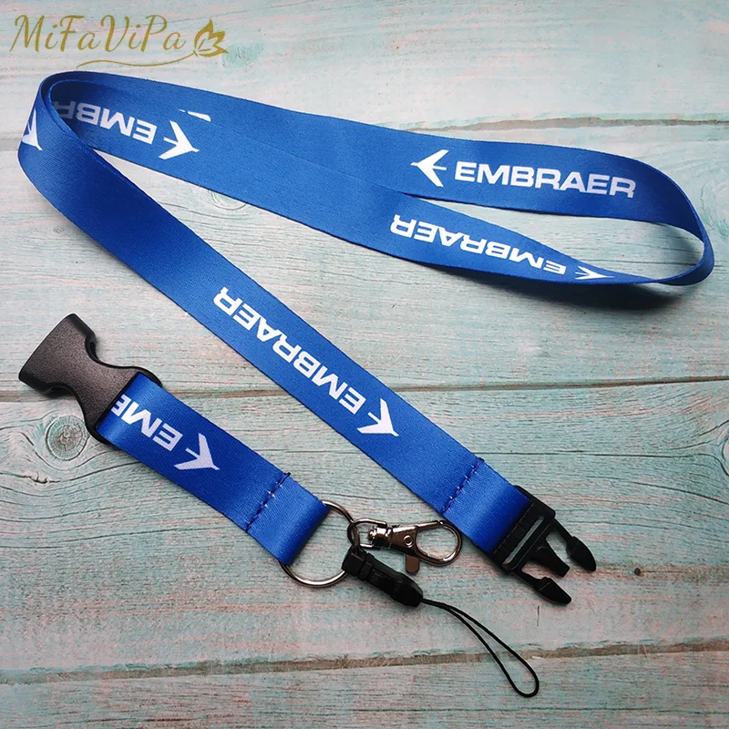 1 PC MiFaViPa Blue Embraer Neck Strap Chaveiro Key Chain Flight Crew Llavero Lanyard Keychain for ID Card Holder Fashion Trinket