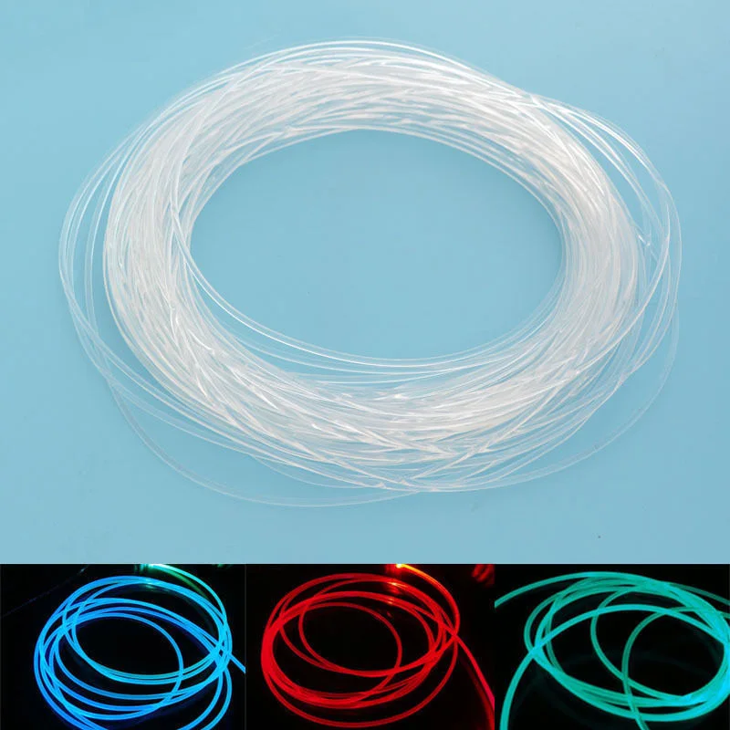 1.5mm/ 2mm/ 3mm/ 4mm PMMA Plastic Fiber Optic Cable Side Grow Neon Cord Led EL Wire String Led Strip Flexible Light Rope Tube